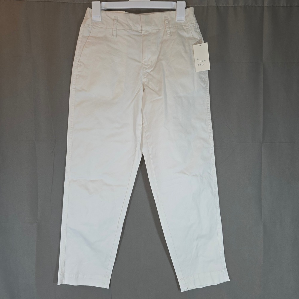 A New Day Womens High‎ Rise Straight Leg Chino Pants Cream Off White Size 2 2R